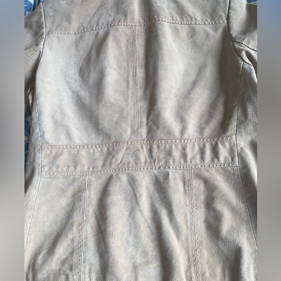 Vintage Suede Zip Front Jacket with Zip Pockets, Buff, Cream, Tan, Fully lined M - Picture 9 of 16
